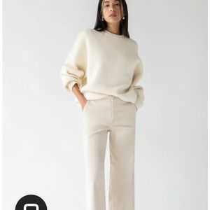 OAK + FORT Cream Wide Leg Pants
